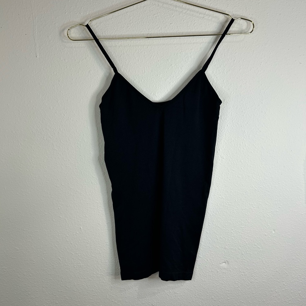 Tanco Black Slip Dress One Size Stretch Cami Adjustable Strap Bodycon Layer